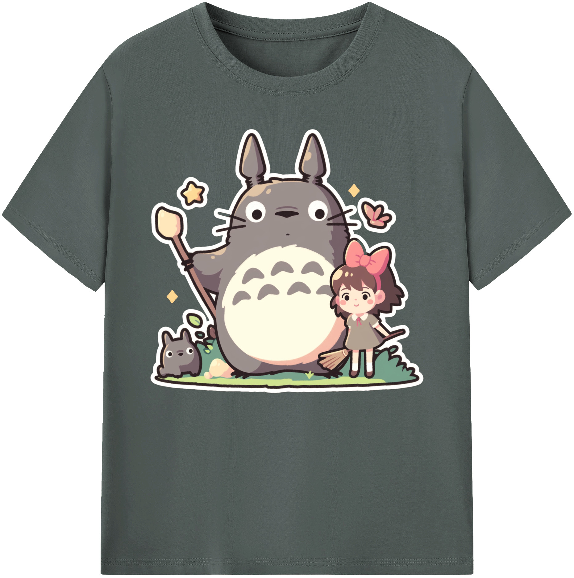 （画像用） となりのトトロ 草壁メイ 草壁サツキ My Neighbor Totoro Satsuki Kusakabe Mei Kusakabe 綿100％ メンズ半袖Tシャツ｜肌触りやわらか＆通気性